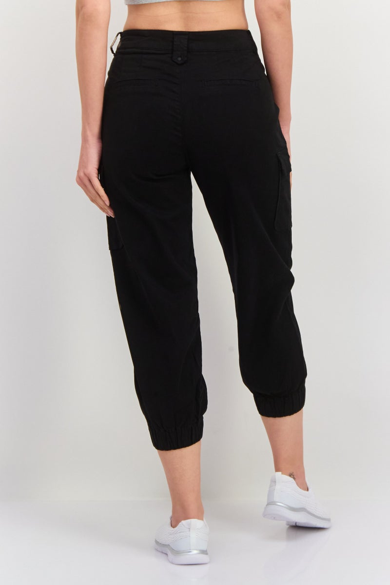 ONLY Women Regular Fit Solid Belted Cargo Pants, Black - Image 4